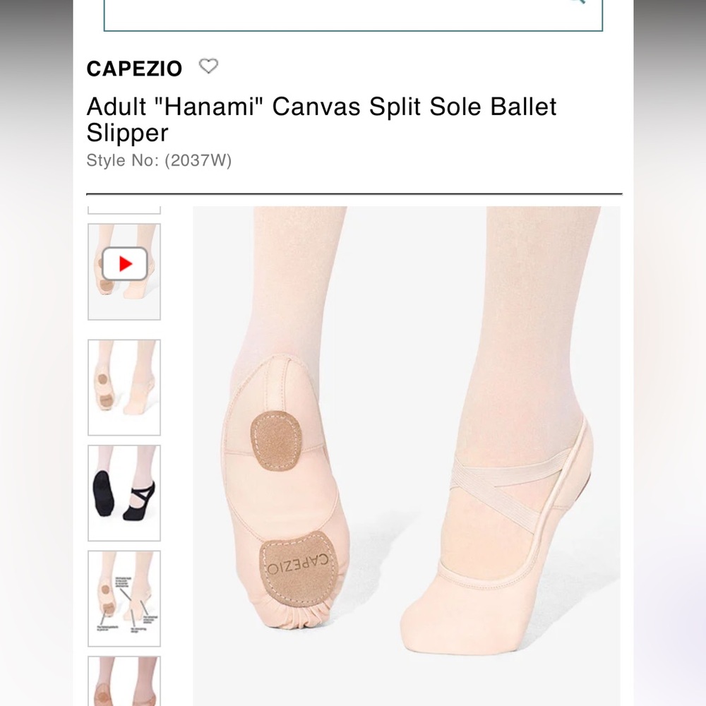 7.5W Capezio Canvas Split Sole Ballet Slipper